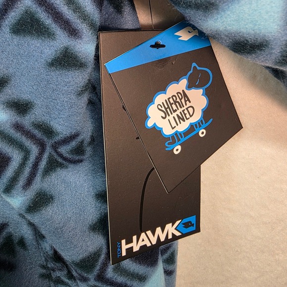 Tony Hawk Men's Sherpa Lined Fleece Shirt Jacket Shacket Hooded Aztec Blue M - Picture 5 of 13